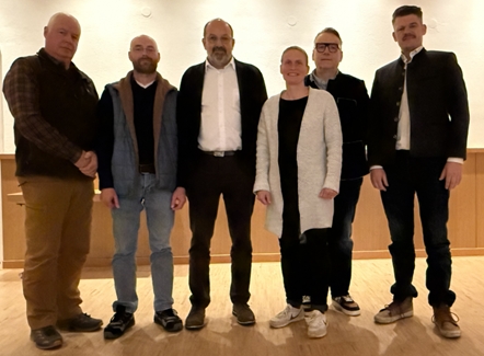 Neuer Vorstand der gegründeten Büchsenmacherinnung für Deutschland BfD - Hammer, Schröder, Prommersberger, Steinmann, Apel, Tüllmann